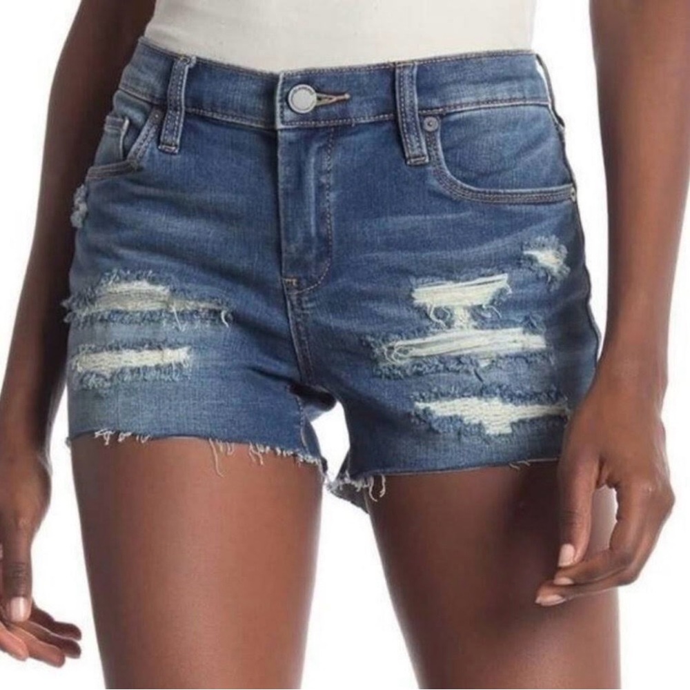 BlankNYC The Essex Mid Rise Distressed Denim Shorts 27